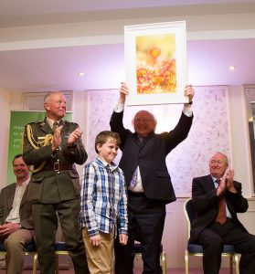 President Higgins with his 'Sundew Goddess'